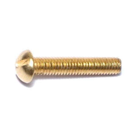Midwest Fastener #10-32 x 1 in Slotted Round Machine Screw, Plain Brass, 20 PK 61454